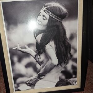 Retro 1960's Vintage Black and White  Hippy Chic Framed Art Print